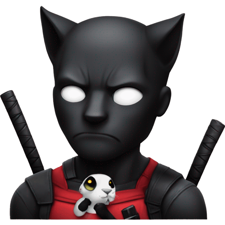 Deadpool con un gato negro adorable  emoji