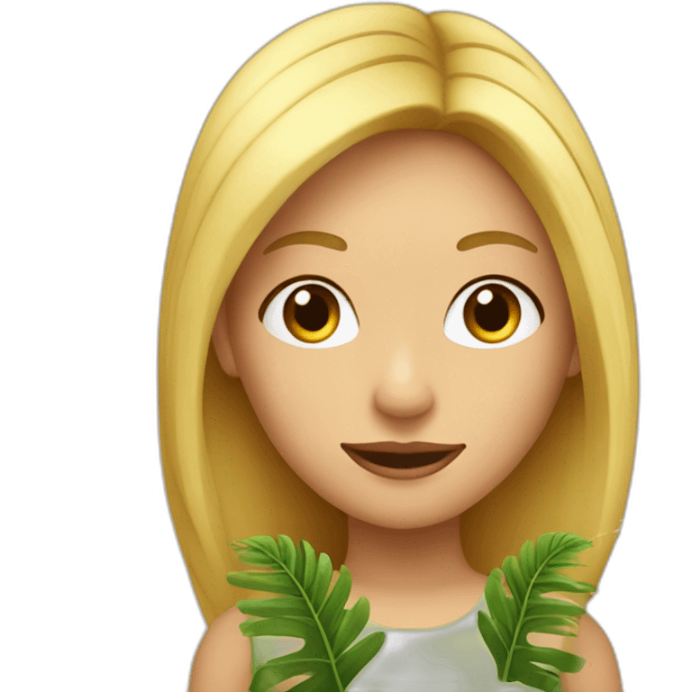 Fille blonde avec gros frond emoji