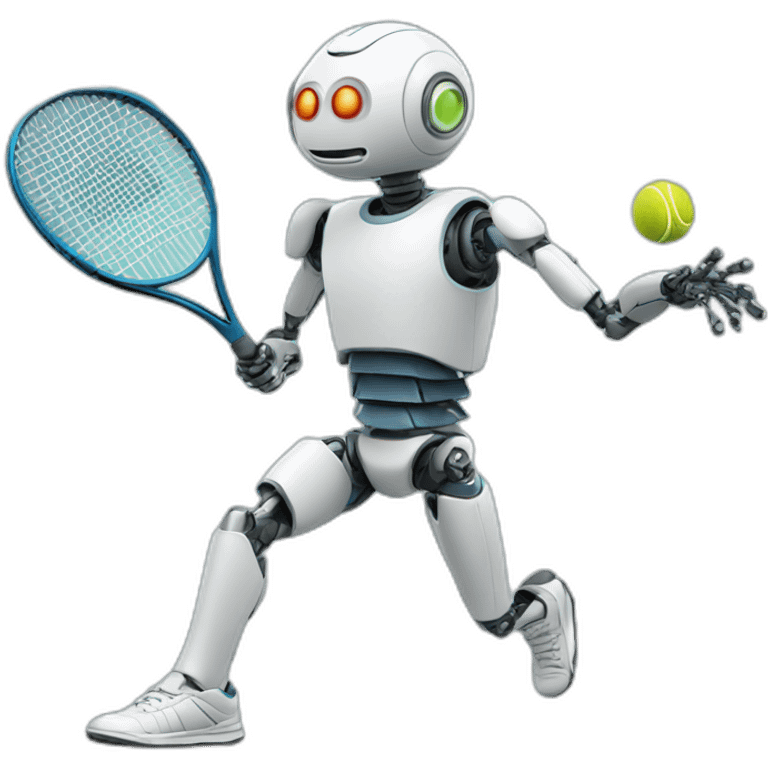 Weird robot playing tennis emoji