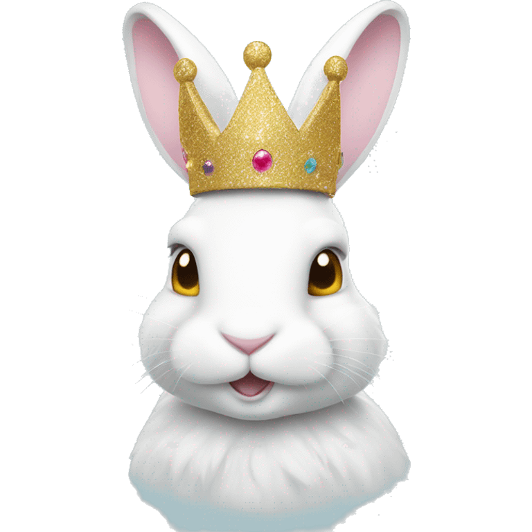 White rabbit with a glitter crown  emoji