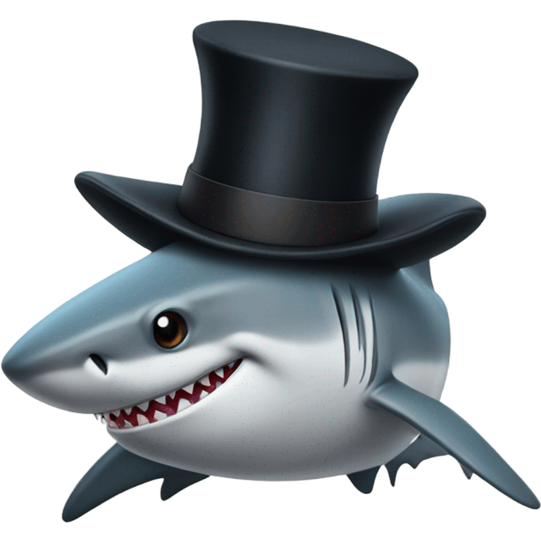 Shark with a top hat emoji