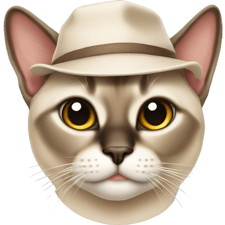 Chonky Siamese cat wearing hat emoji