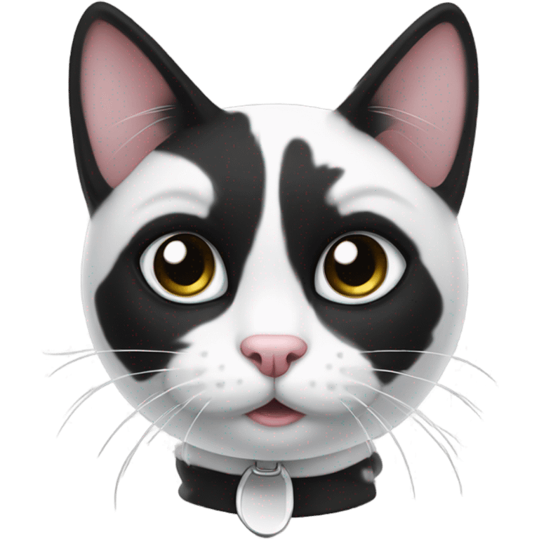 Black and white cat with black face emoji