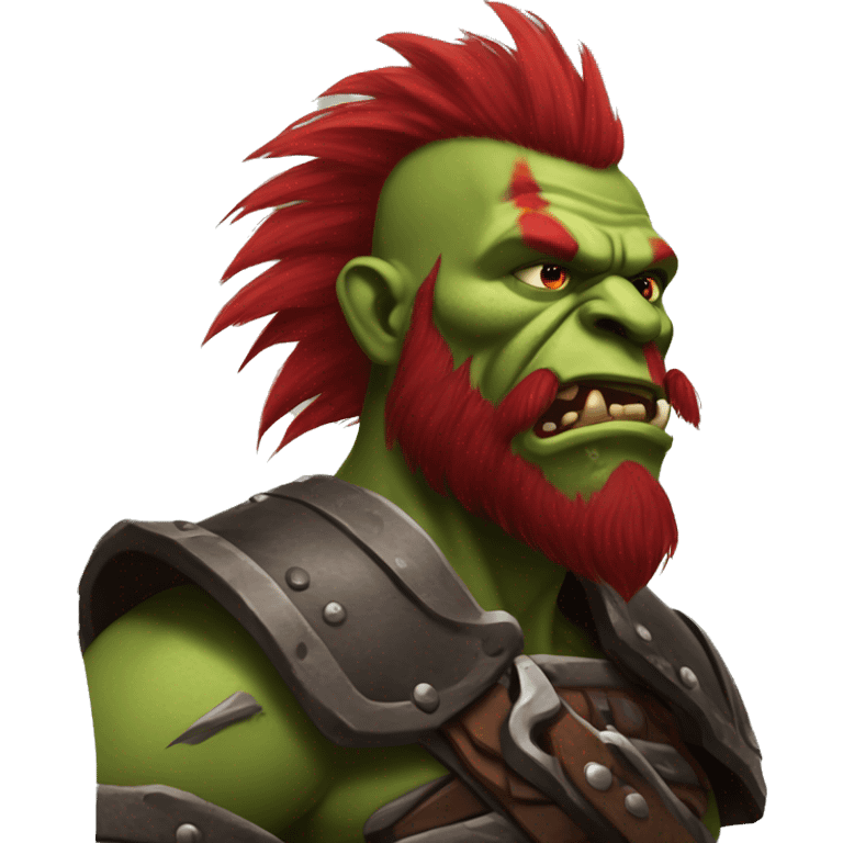 Berserker orc with red beard & red mohican emoji