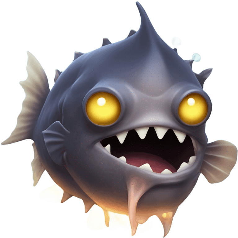 Anglerfish with glowing lure, sharp teeth, and big eyes. emoji