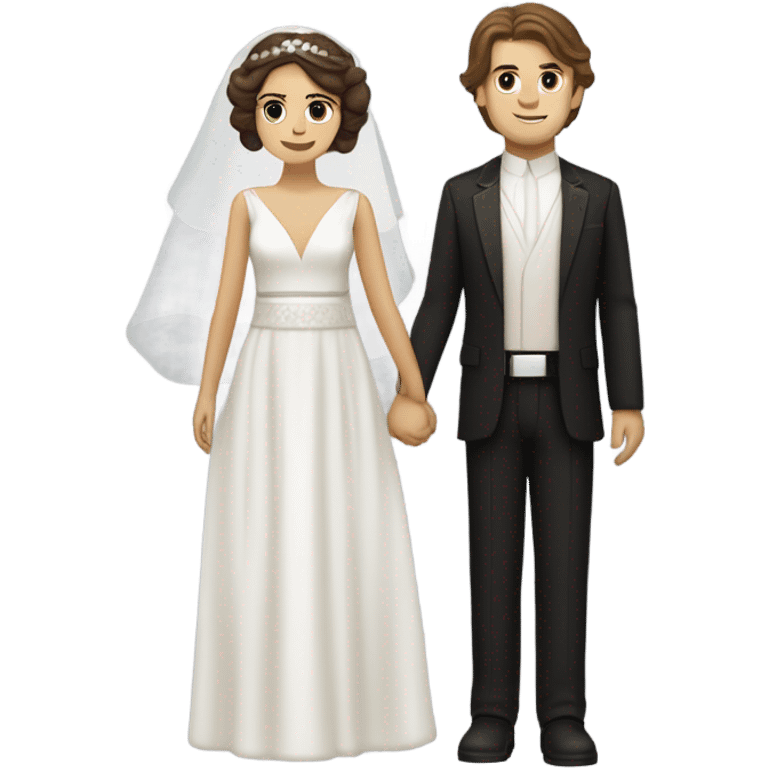 Anakin and dark haired woman getting married emoji