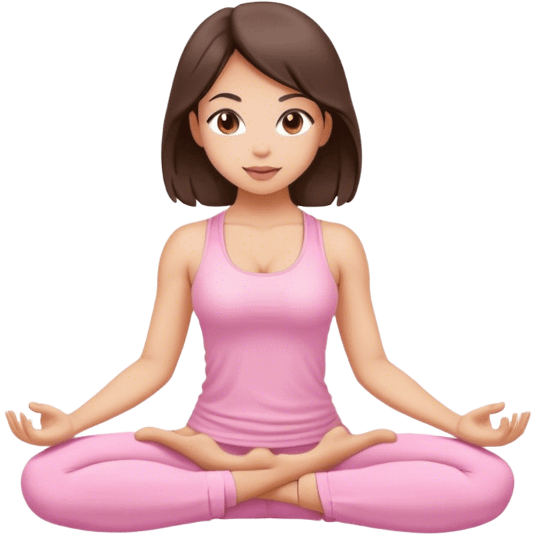 brunette yoga girl light pink clothes n emoji