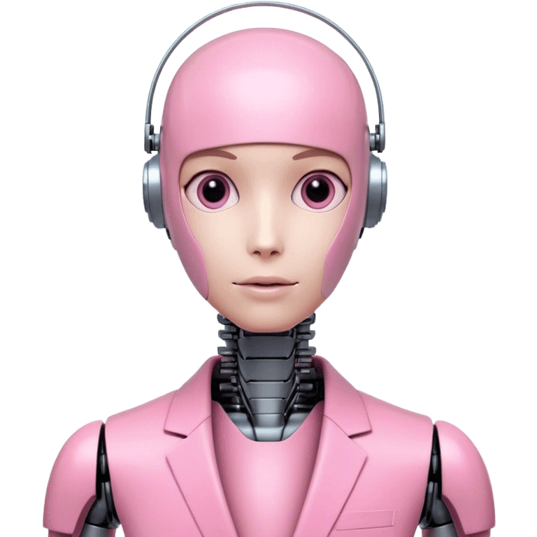 human looking robot in pink suit emoji