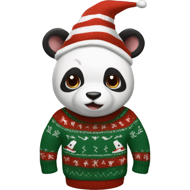 Panda shark in Christmas sweater  emoji