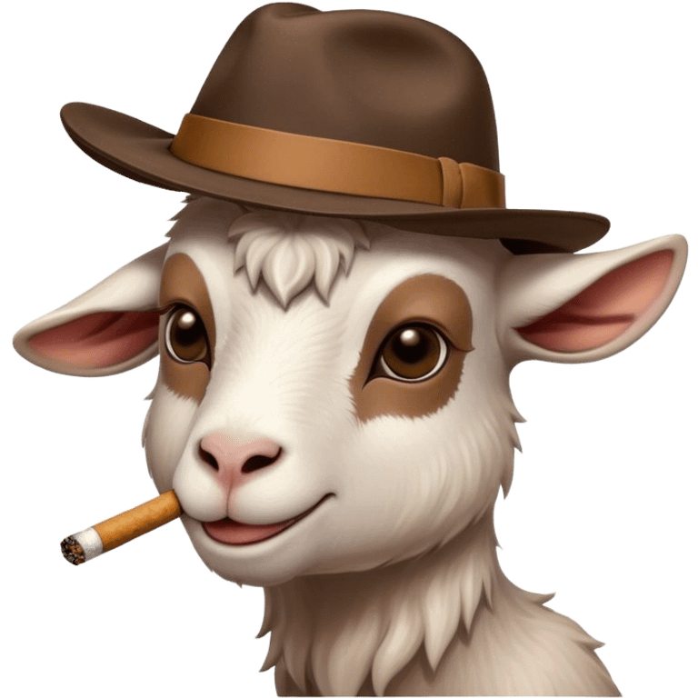 Goat smoking a cigarette wearing a fedora  emoji