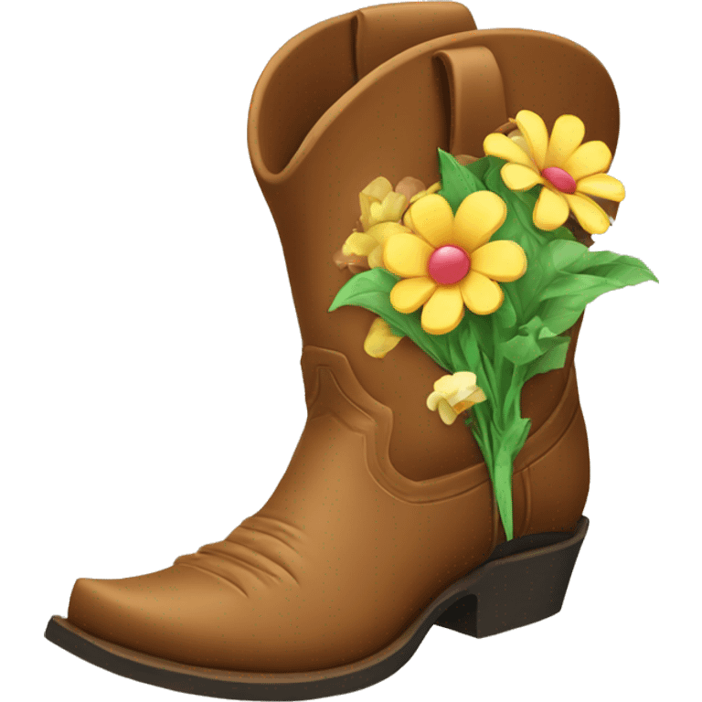 Cowboy boot with flowers coming out of the top emoji