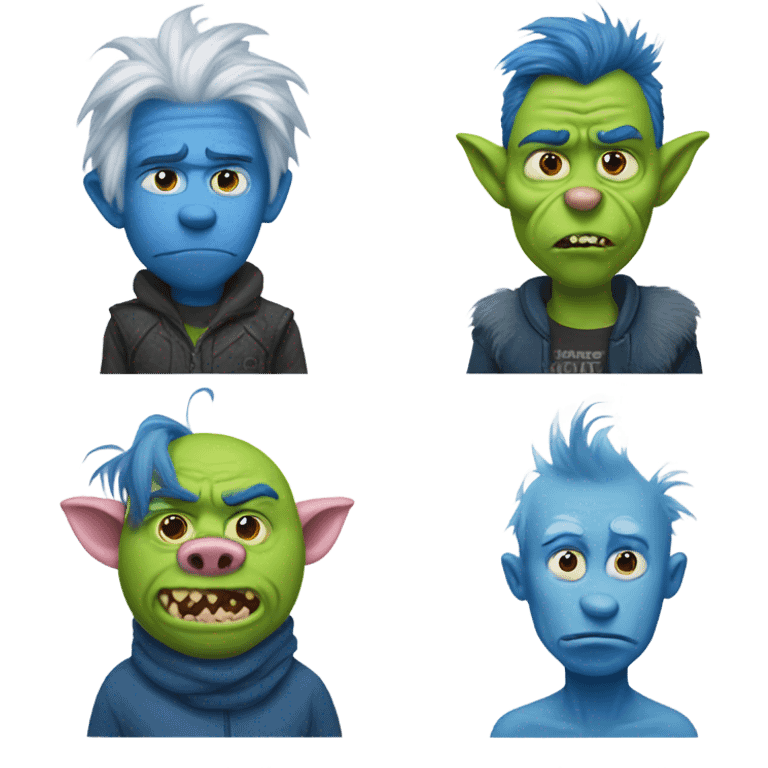 Blue grinch and pig man  emoji