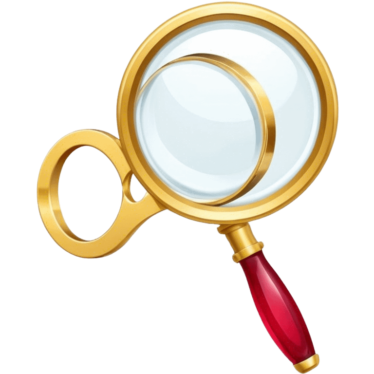 Jewelry art icon. A ring with a golden ruby through magnifying glass and pliers. Minimalistic style, clean lines, transparent background. emoji