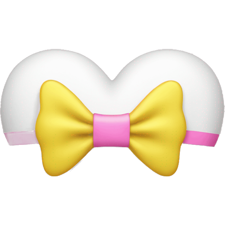 white heart with yellow dot and pink bow emoji