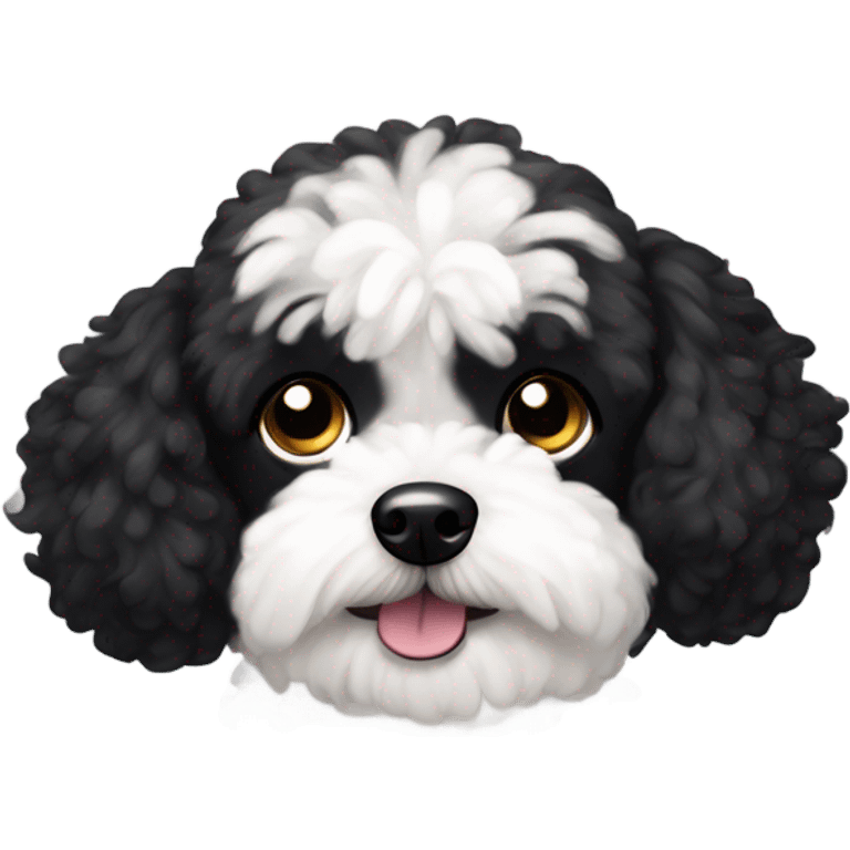 Black and white  maltipoo emoji