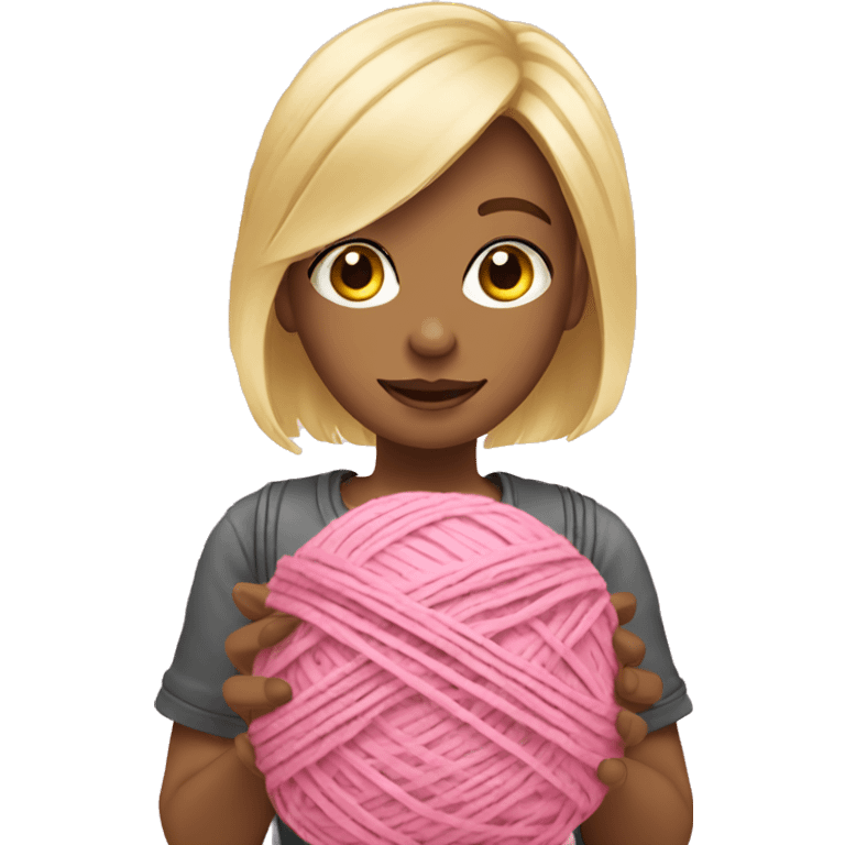 girl with yarn ball pink blond emoji