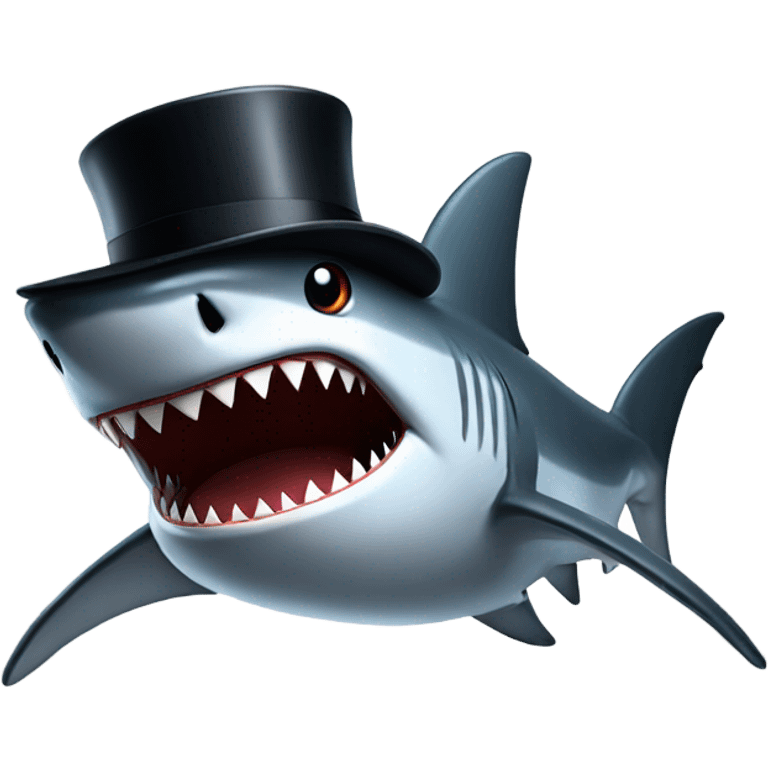 Shark with a top hat emoji