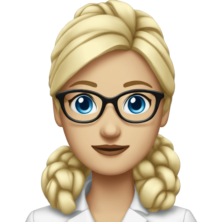 proffesional-woman-blonde-glasses-blue eyes-mesy bun emoji