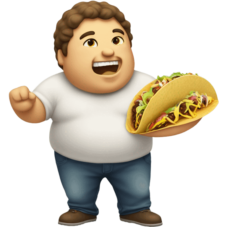 Fat man eating taco emoji