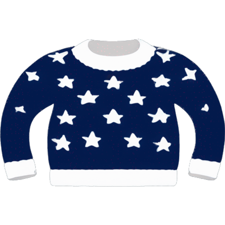 Navy blue knitted sweater with white stars on it  emoji