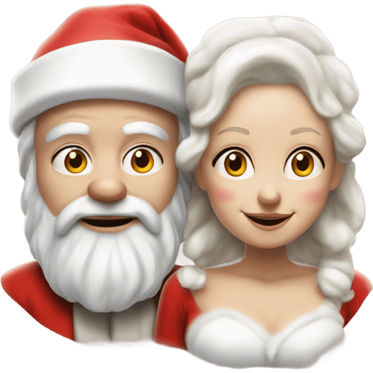 Hyper Realistic pale Santa Claus and Mrs claus emoji