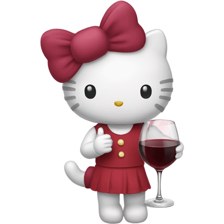 Hello Kitty drinking red wine emoji