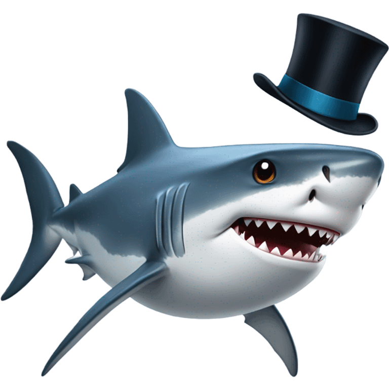 Shark with a top hat emoji