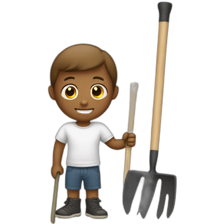 white kid holding a rake emoji