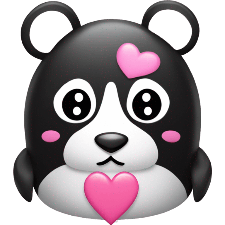 Panda penguin in one with heart on the side with bear pink  emoji