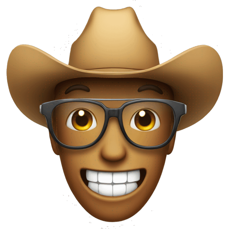 glasses smile with teeths cowboy hat emoji