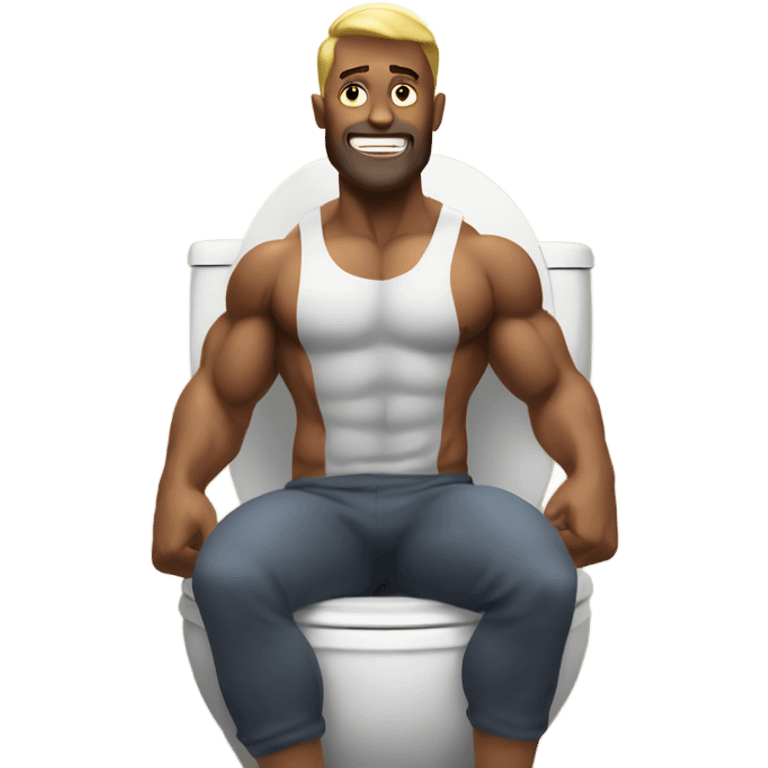 Bodybuilder on the toilet emoji