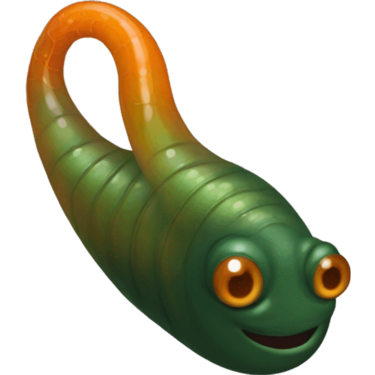 Eight-eyed Dark green and orange medicinal leech with oral suction and caudal suction emoji