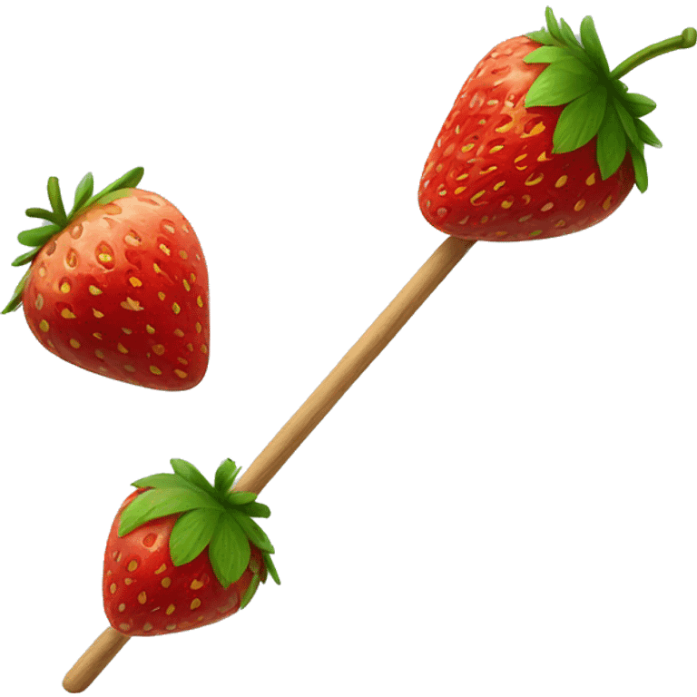 Two strawberries on a wooden stick emoji