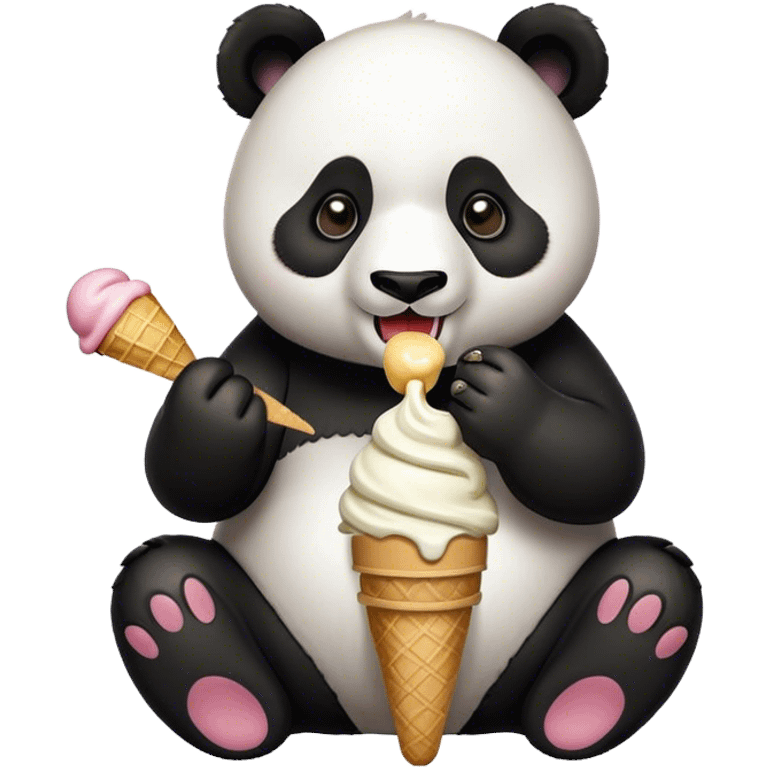 Panda eating ice cream emoji