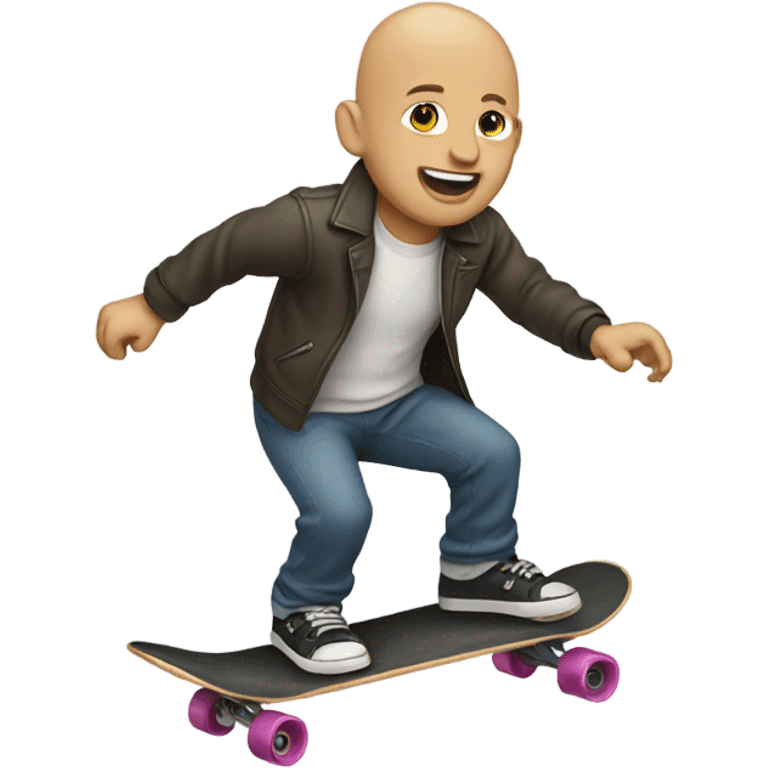 A bald man riding a skateboard  emoji