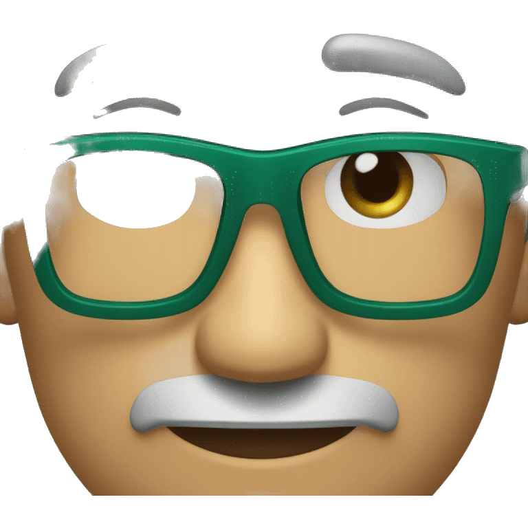 Calvo moreno ojos verdes y marron con gafas azul oscuras emoji