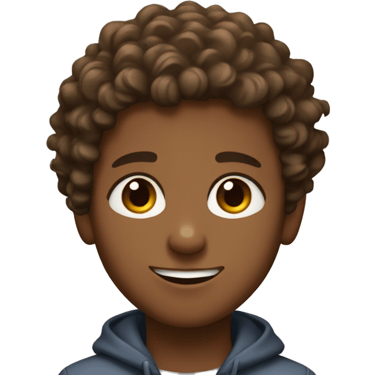 Light brown skin boy with brown eyes and curly brown hair emoji