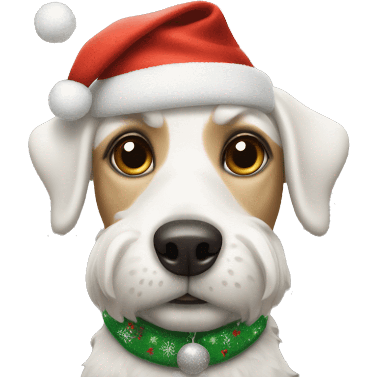 White dog in Christmas clothes emoji