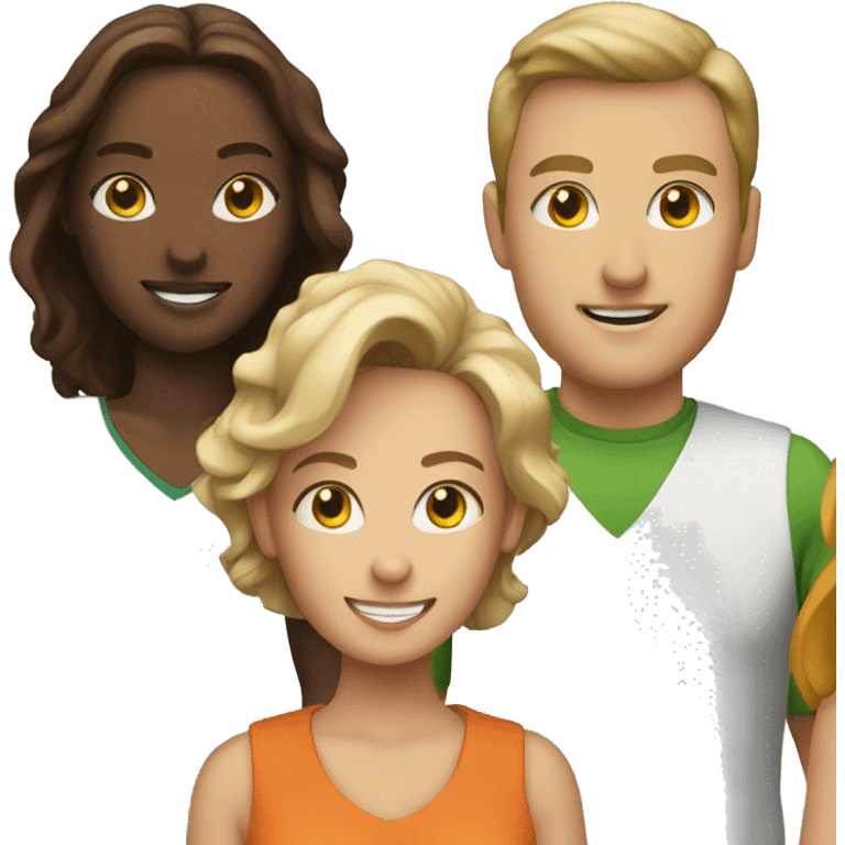 team of 3 women and 2 men emoji