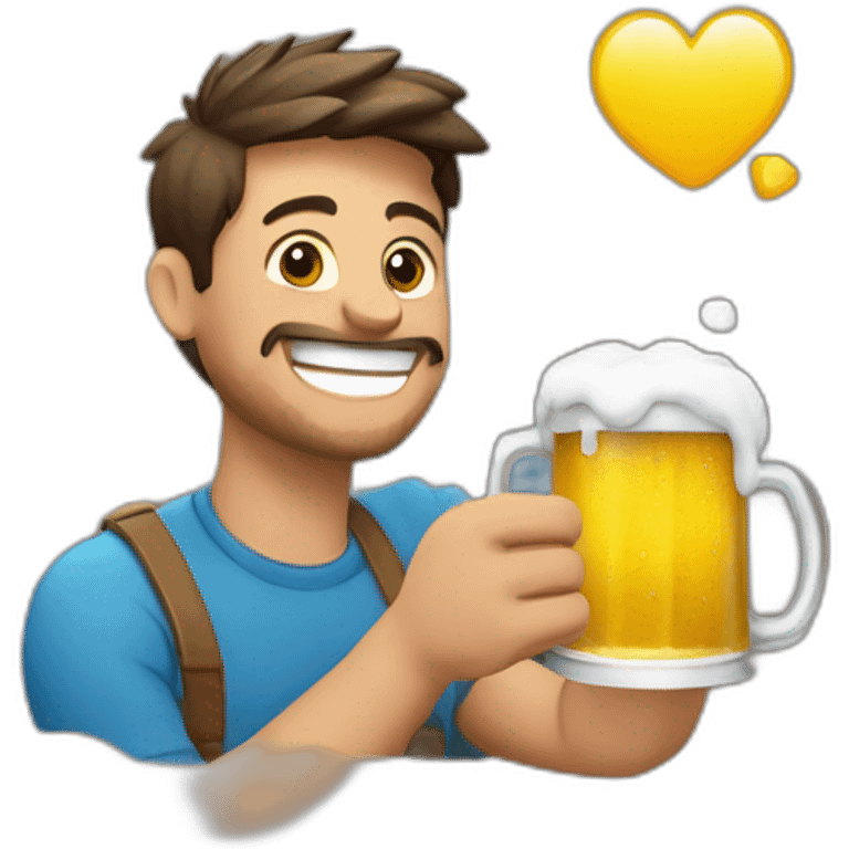 emoji feliz con cerveza en la mano emoji