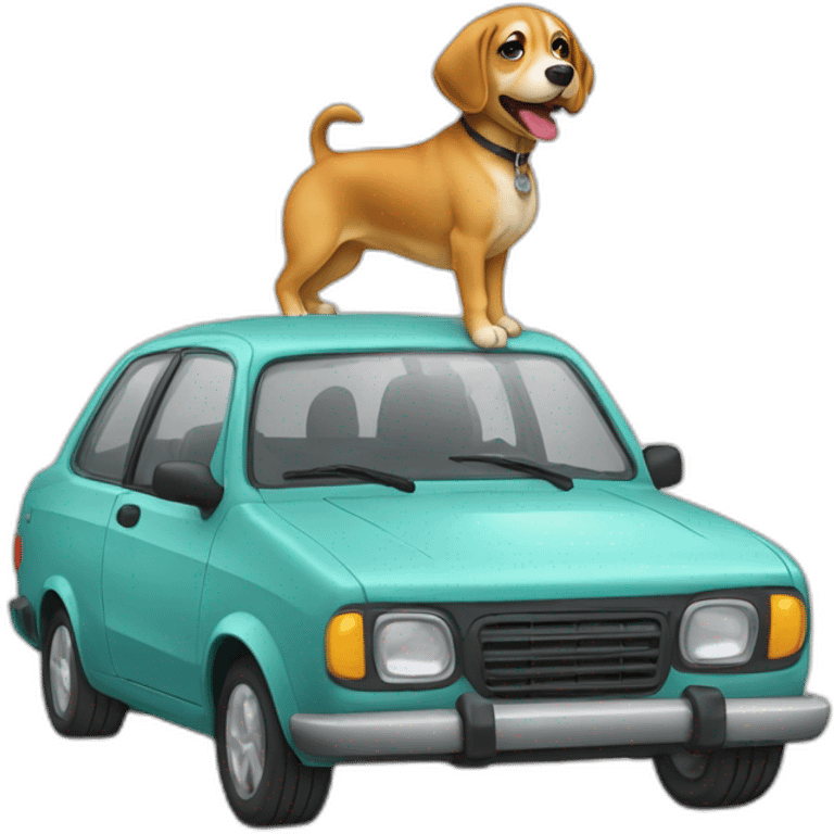 chien sur voiture emoji