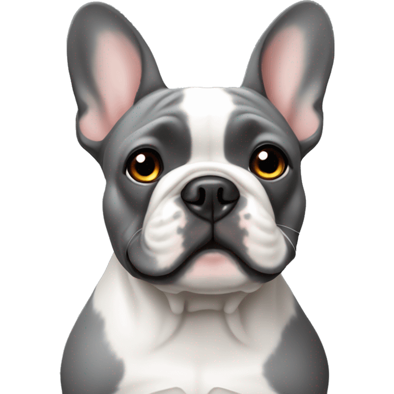 Grey French bulldog with white spot  emoji