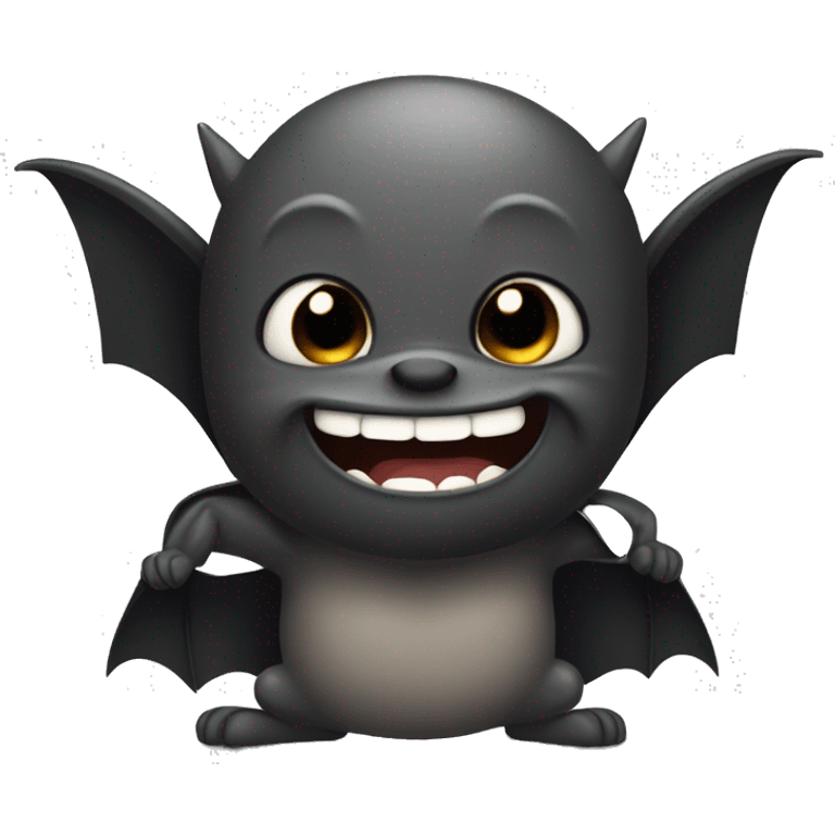 Mischievous bat giggling and hiding something  emoji