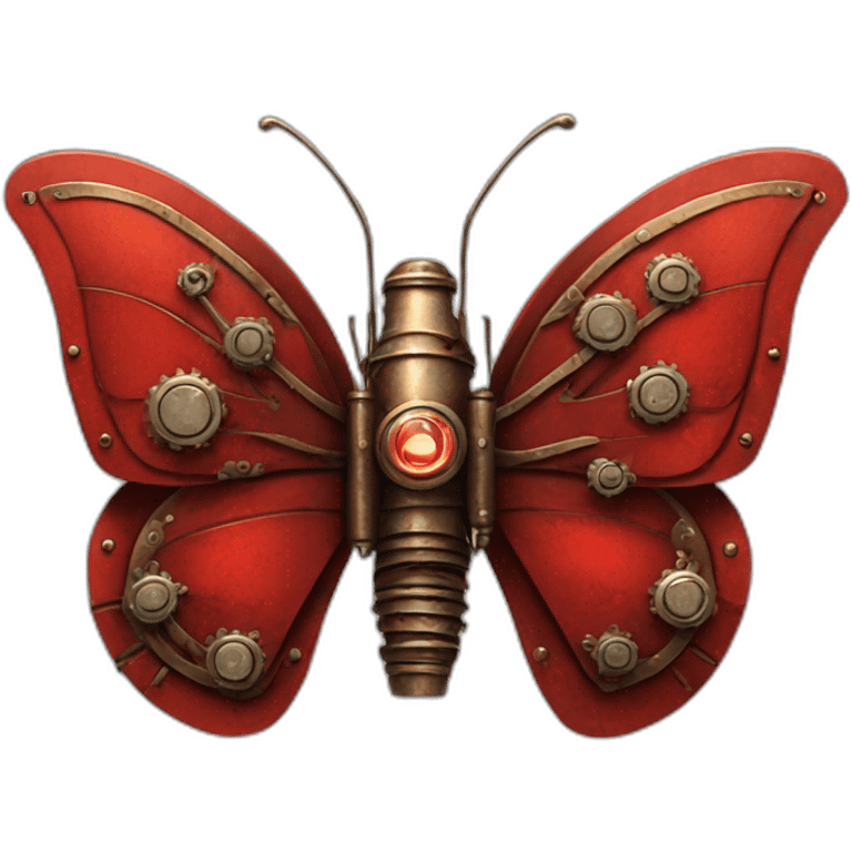 Red steampunk metal butterfly emoji