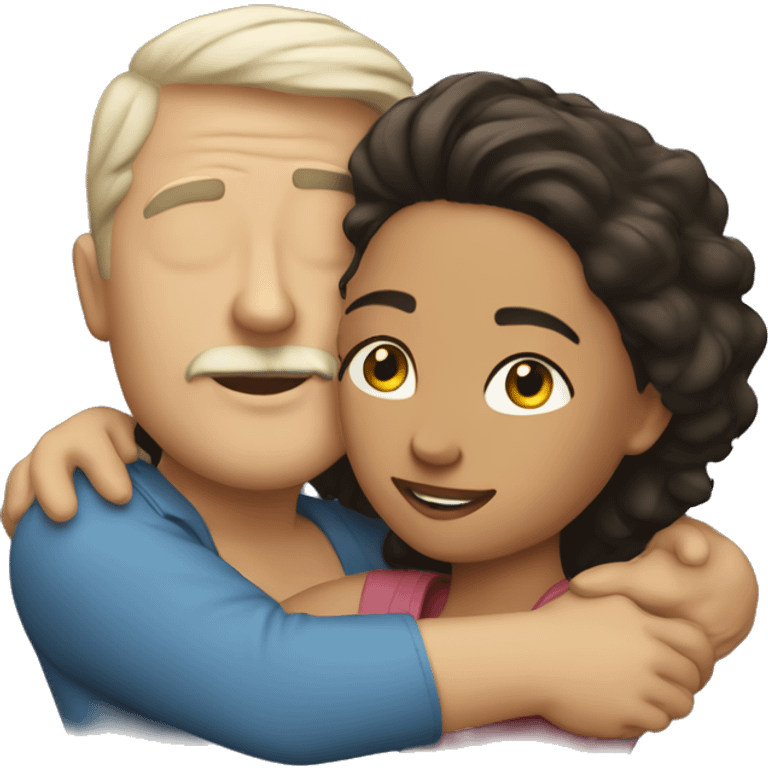 White man an hispanic woman hug each other emoji