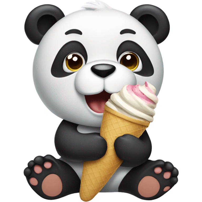 Panda eating ice cream emoji