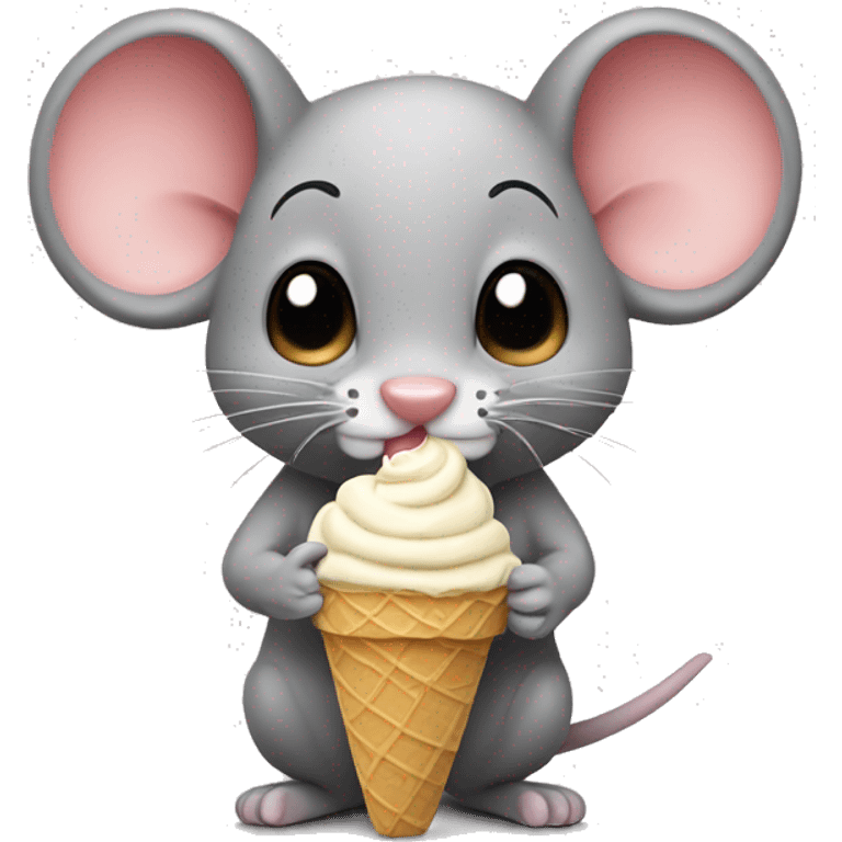 cute mouse eating ice cream emoji