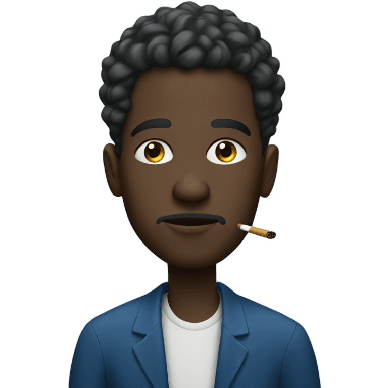 Black man wearing all blue smoking emoji