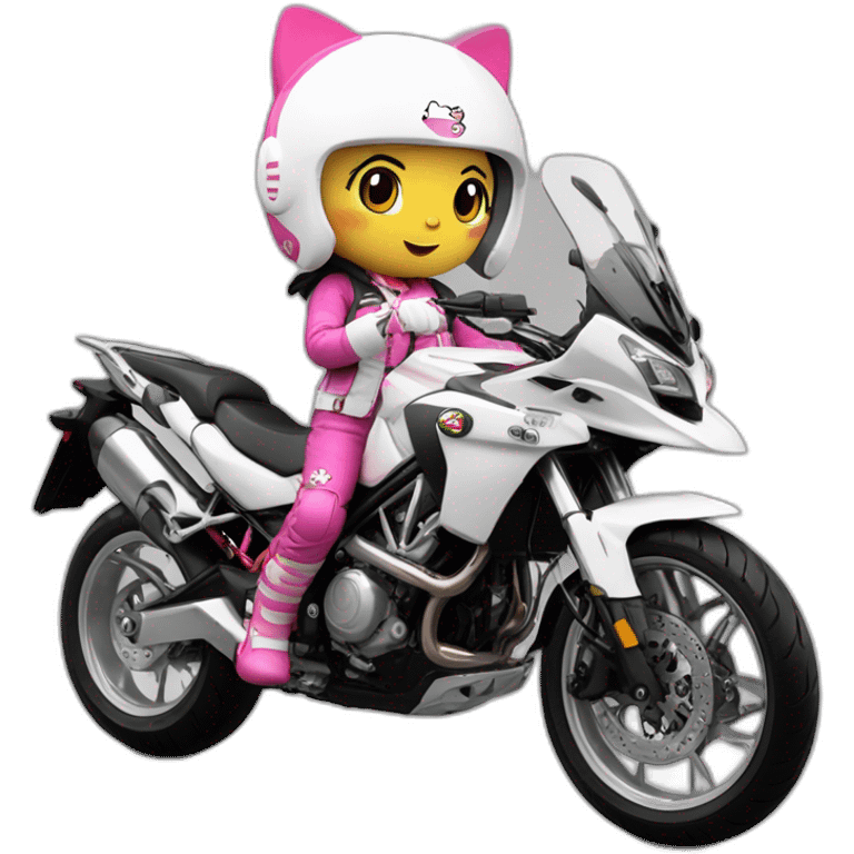 Moto benelli trk 502X hello kitty  piloto mujer emoji