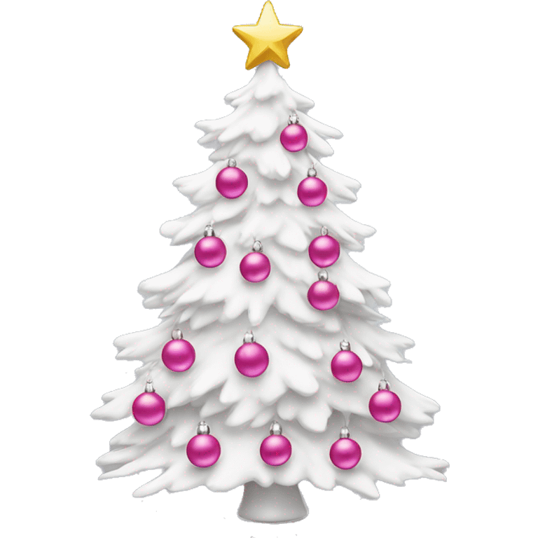 white christmas tree with pink ￼￼ornaments  emoji